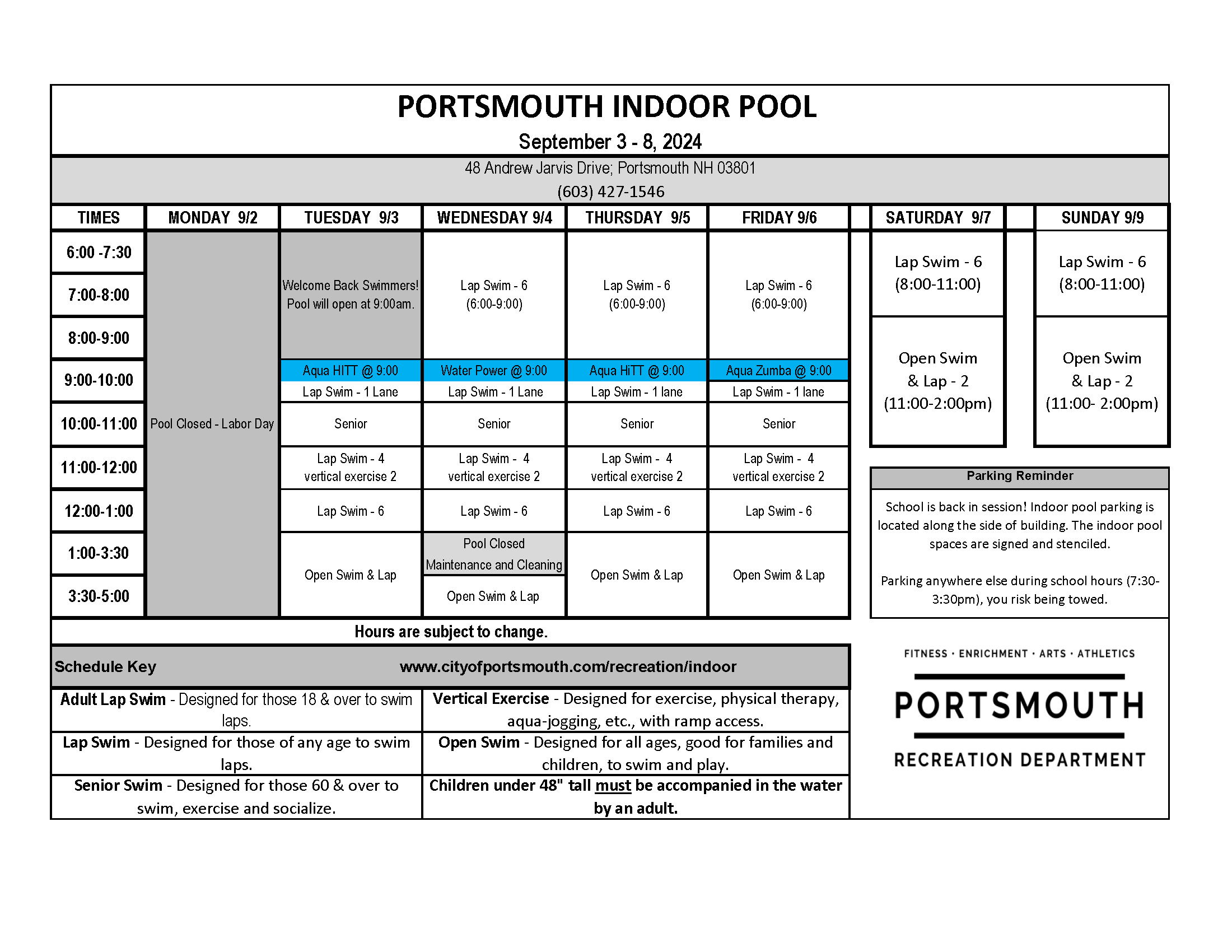 pool schedule pic